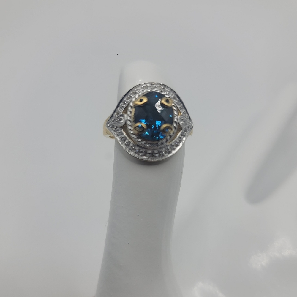 Blue Topaz Halo Ring - Women Jewelry